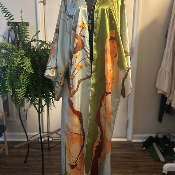 Jackets & Blazers - Elegant Floral Cape - Green and Orange